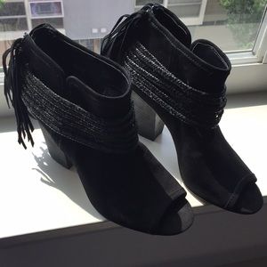 BCBG open toe ankle booties